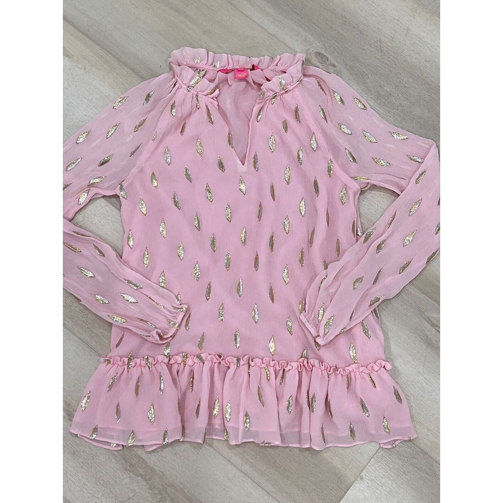 EUC Lilly Pulitzer Pink and Gold Blouse